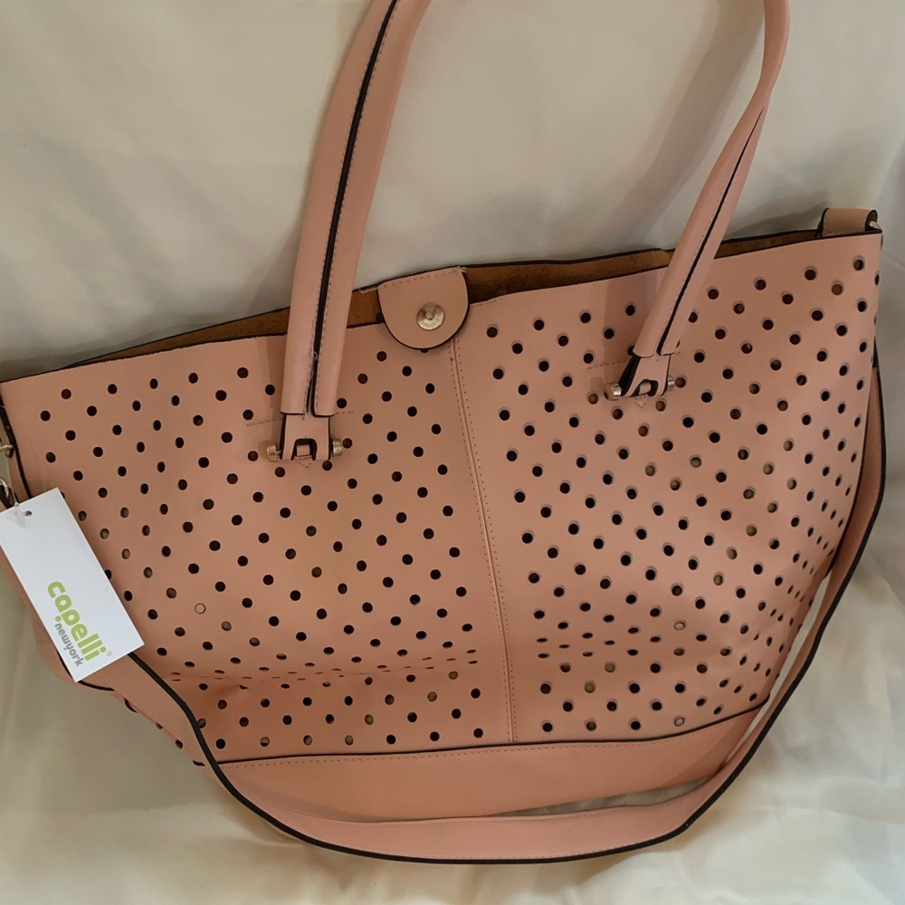 Elegant Peach Perforated Capelli of newyork Tote Bag
NWT